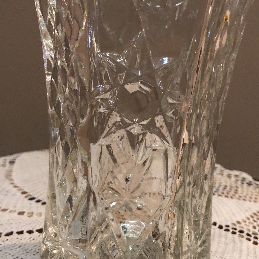 Anchor Hocking EAPG Star Of David Vintage Hexagonal Prescut Glass Vase - Picture 3 of 8